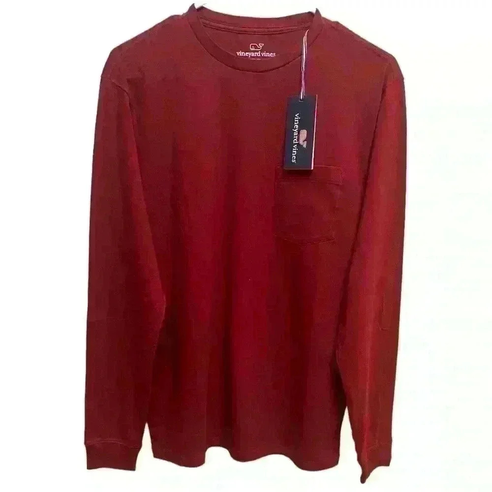 Vineyard Vines Men’s Solid Long Sleeve Pocket Tee.  Men’s Size Small